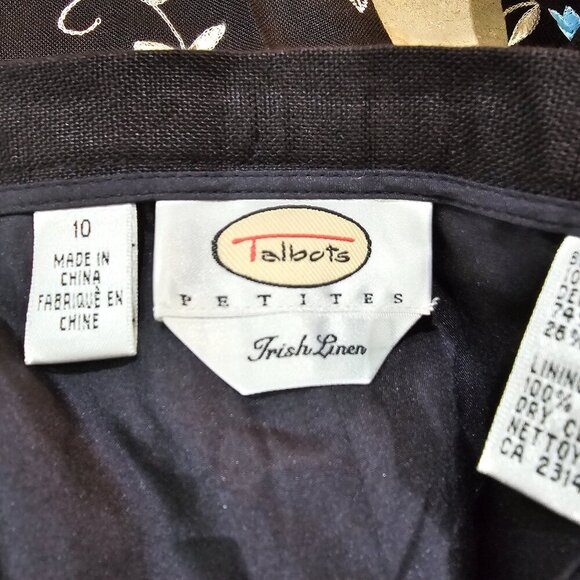 Women's Talbots Petites Irish Linen Embroidered Floral Crop Pants‎ Size 10 - Picture 6 of 8